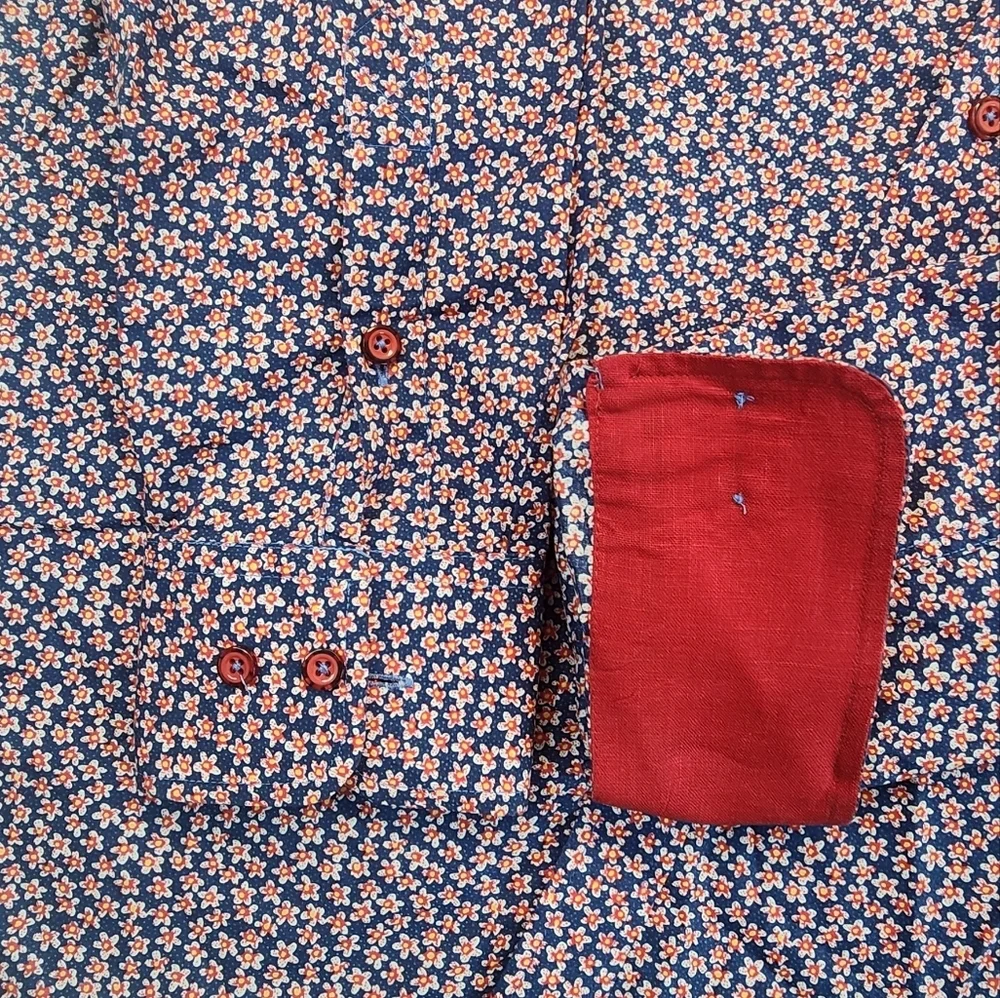 Cigar Couture Casual Button Down Long Sleeve Red/Blue Floral Shirt Mens Large - Picture 11 of 12
